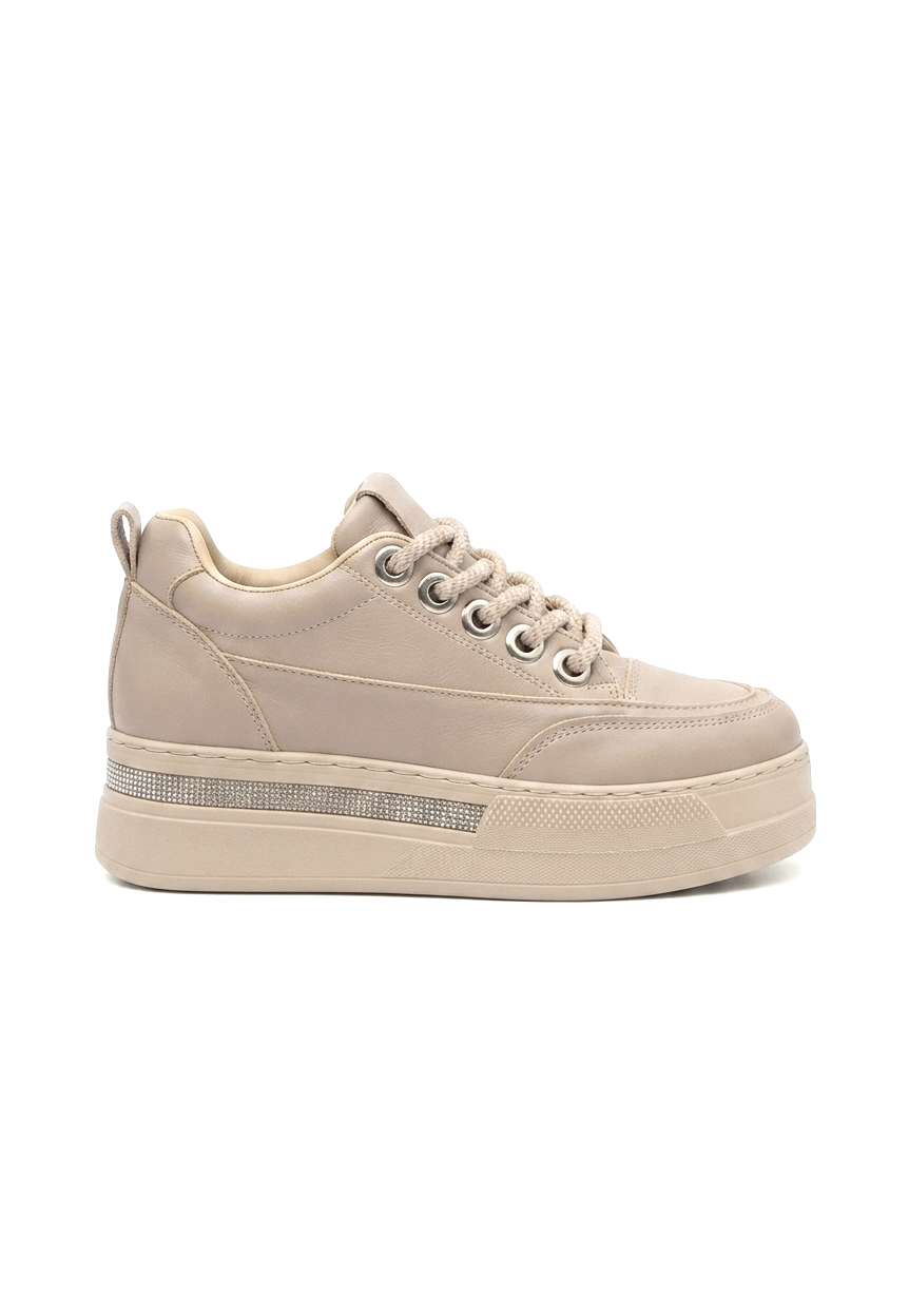 LULU Premium Ortopedik Bej Gizli Topuk Kadın Sneakers