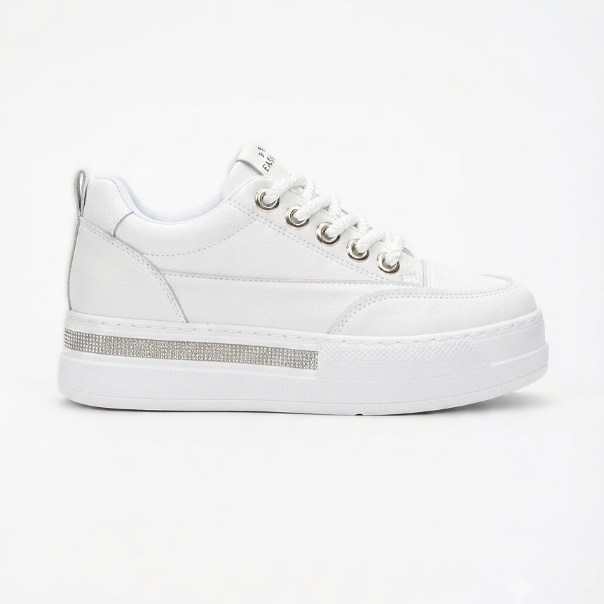 LULU Premium Ortopedik Beyaz Gizli Topuk Kadın Sneakers 8 cm