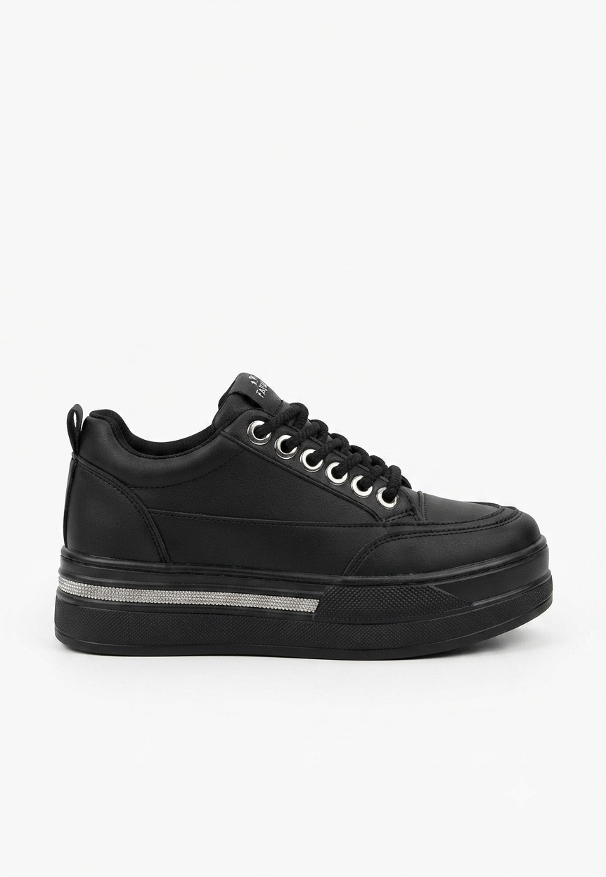 LULU Premium Ortopedik Siyah Gizli Topuk Kadın Sneakers 8 cm
