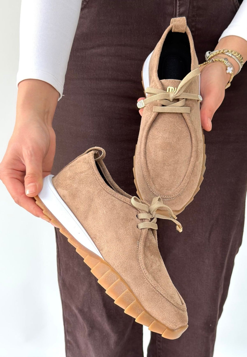ZRNE-005 Premium Bej Bağcıklı Casual Kadın Spor Ayakkabı