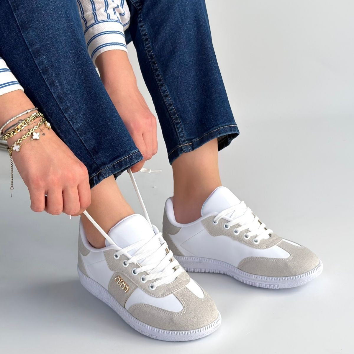 ZRNE-005 Premium Beyaz Bağcıklı Casual Kadın Spor Ayakkabı
