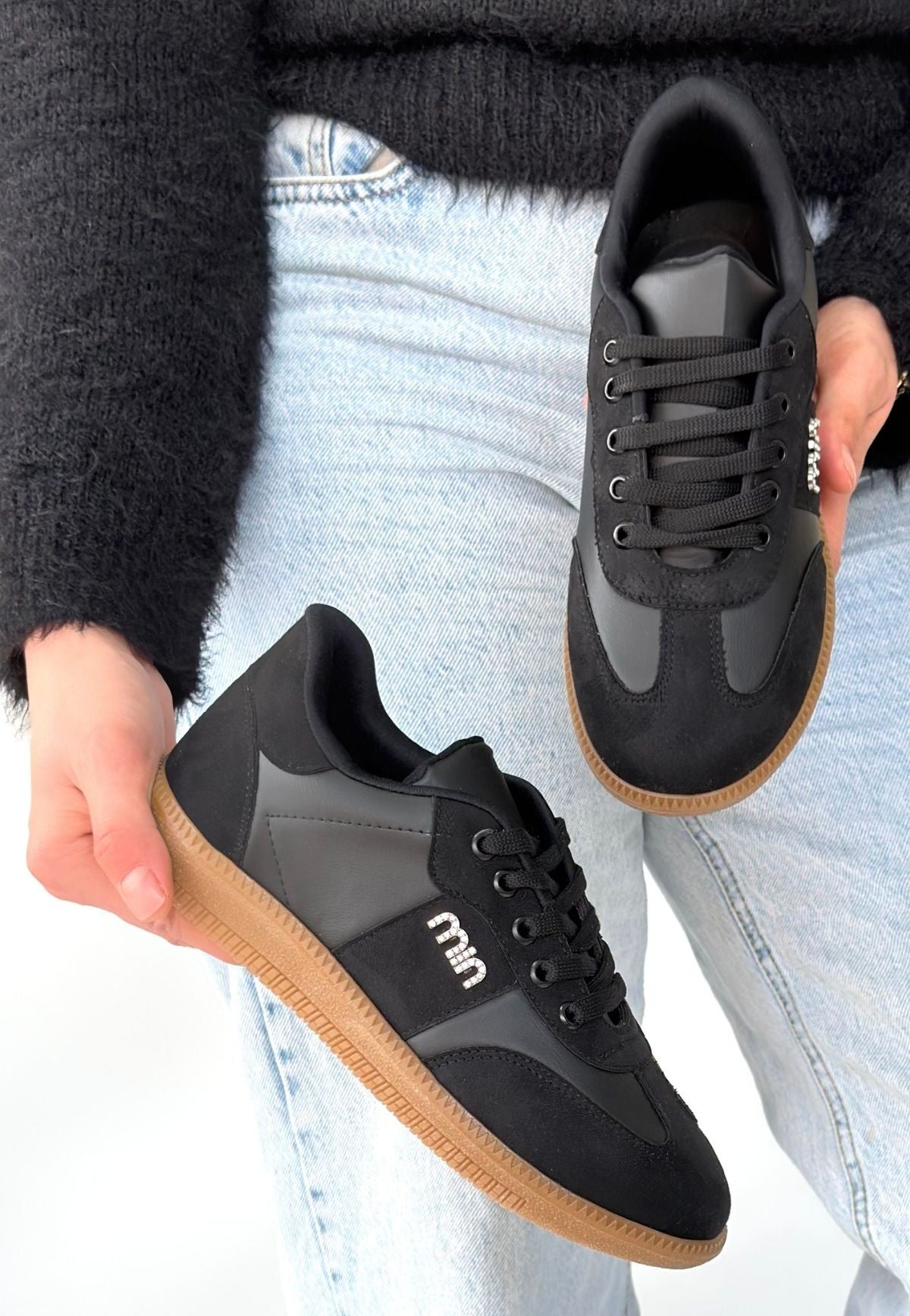 ZRNE-005 Premium Siyah Bağcıklı Casual Kadın Spor Ayakkabı