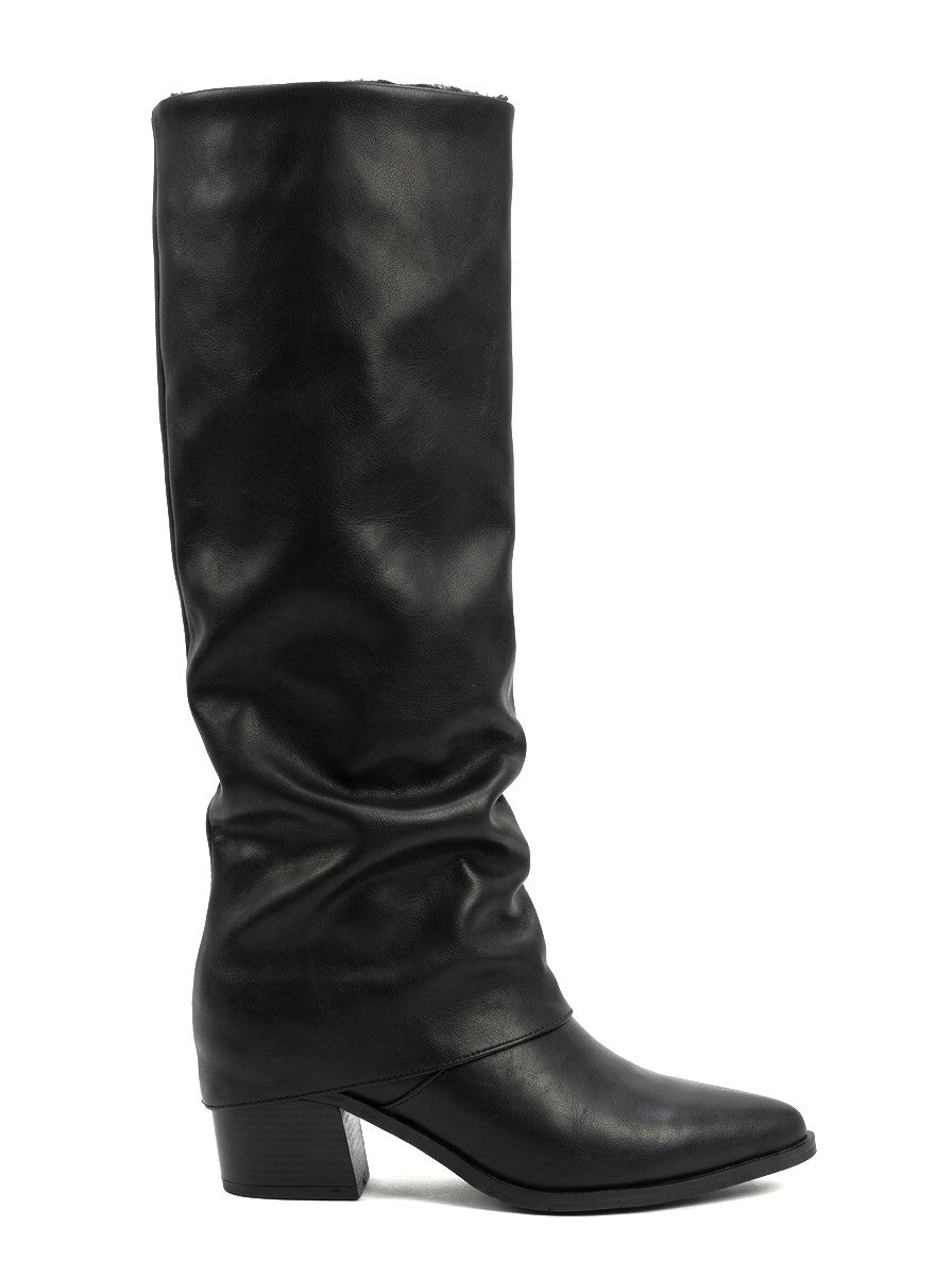 ZRNE-C12 Premium Siyah Kalın Topuklu Western Çizme 6 cm