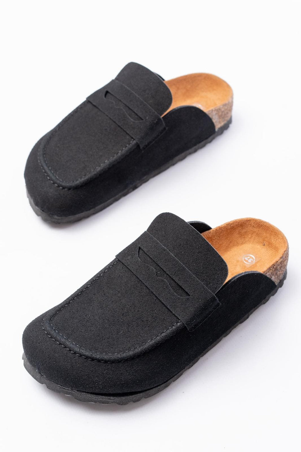 Regensburg Premium Hakiki Süet Deri Kadın Günlük Mantar Taban Loafer Terlik - Siyah