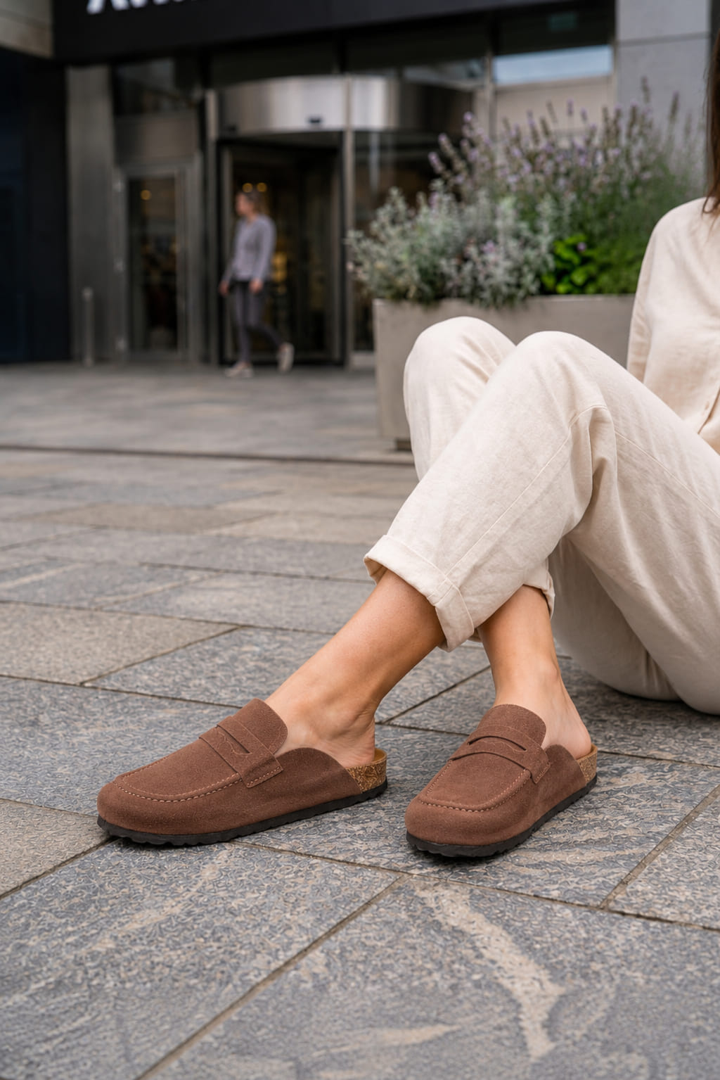 Regensburg Premium Hakiki Süet Deri Kadın Günlük Mantar Taban Loafer Terlik - Kahve