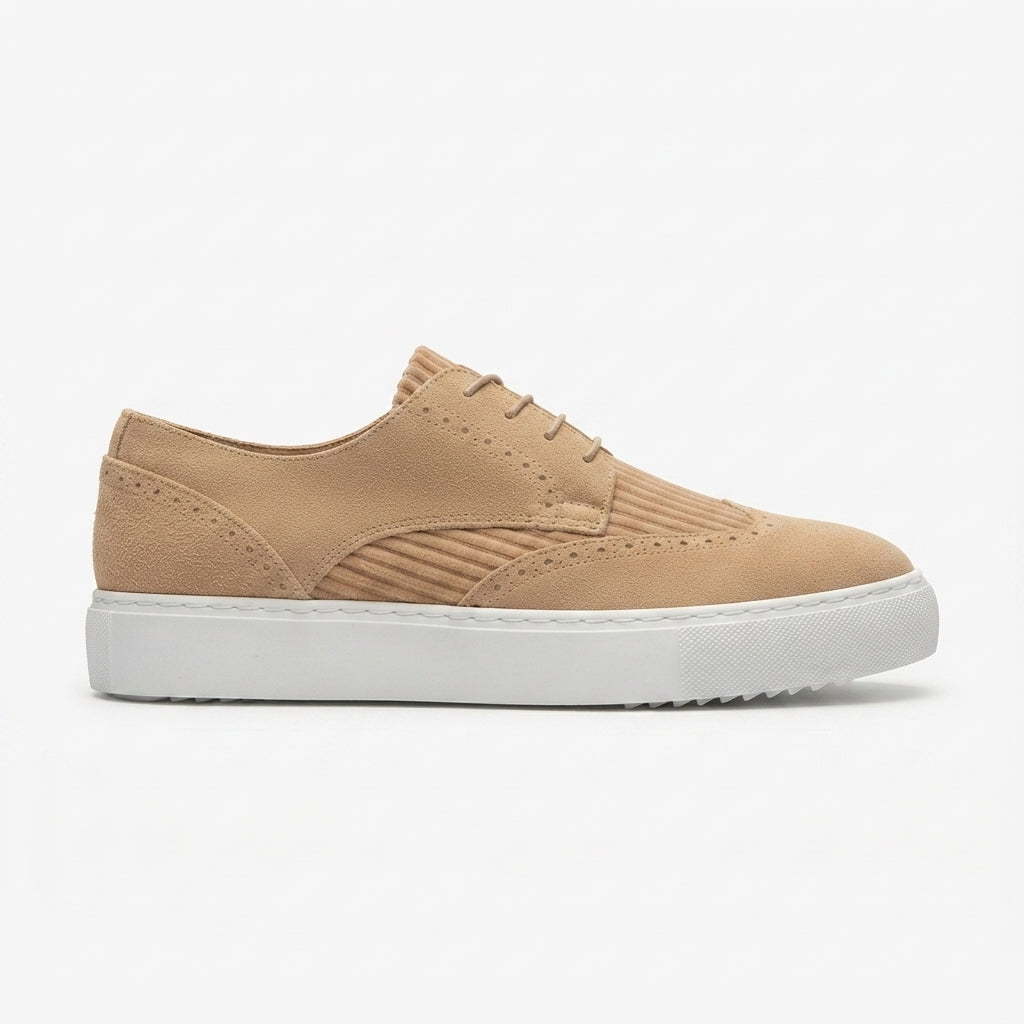 ZRC149 High Quality Thick Sole Lace-Up Men's Classic Casual Shoes Suede Sand Beige