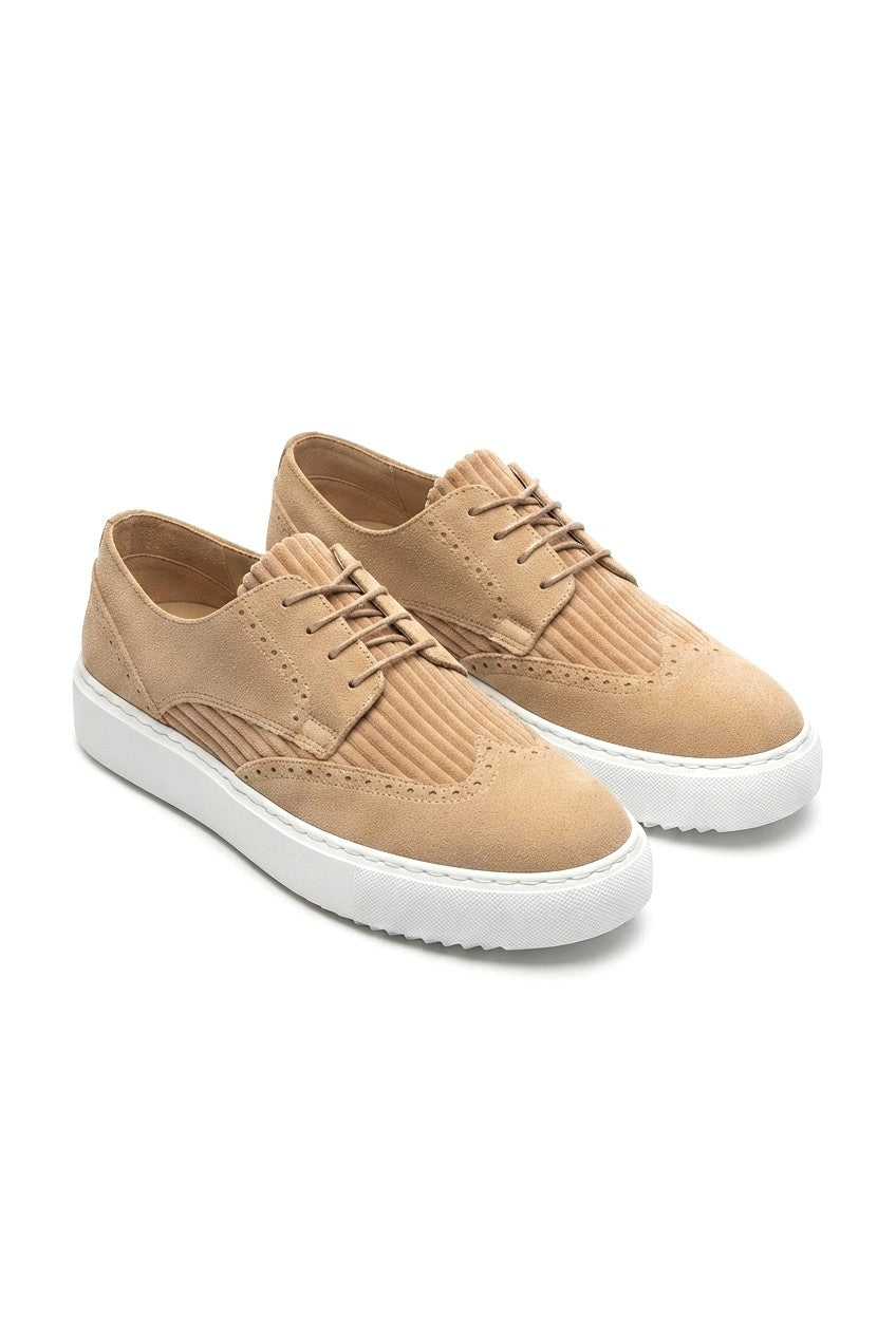 ZRC149 High Quality Thick Sole Lace-Up Men's Classic Casual Shoes Suede Sand Beige