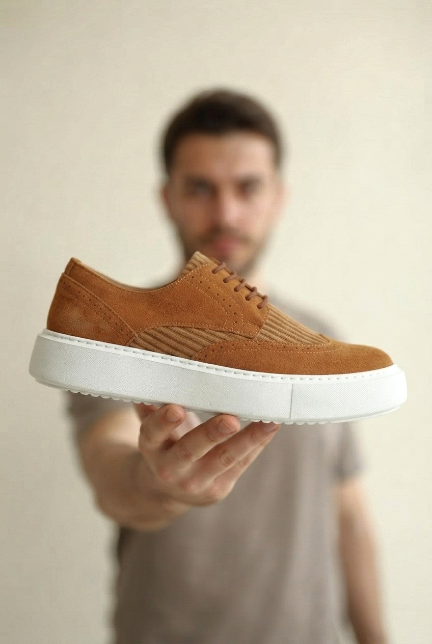 ZRC149 High Quality Thick Sole Lace-up Men's Classic Casual Shoes Suede Tan