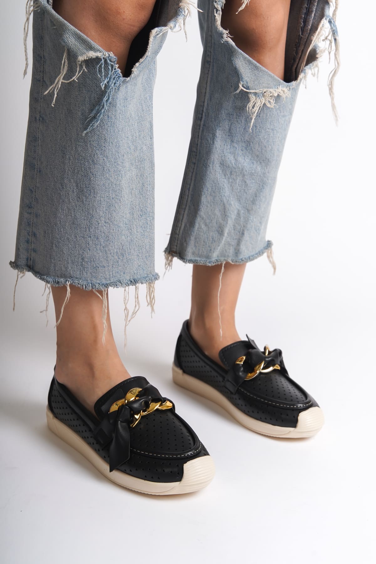 LYDIA Laceless Orthopedic Comfortable Heart Patterned Women's Ballerinas - Black Heart Patterned