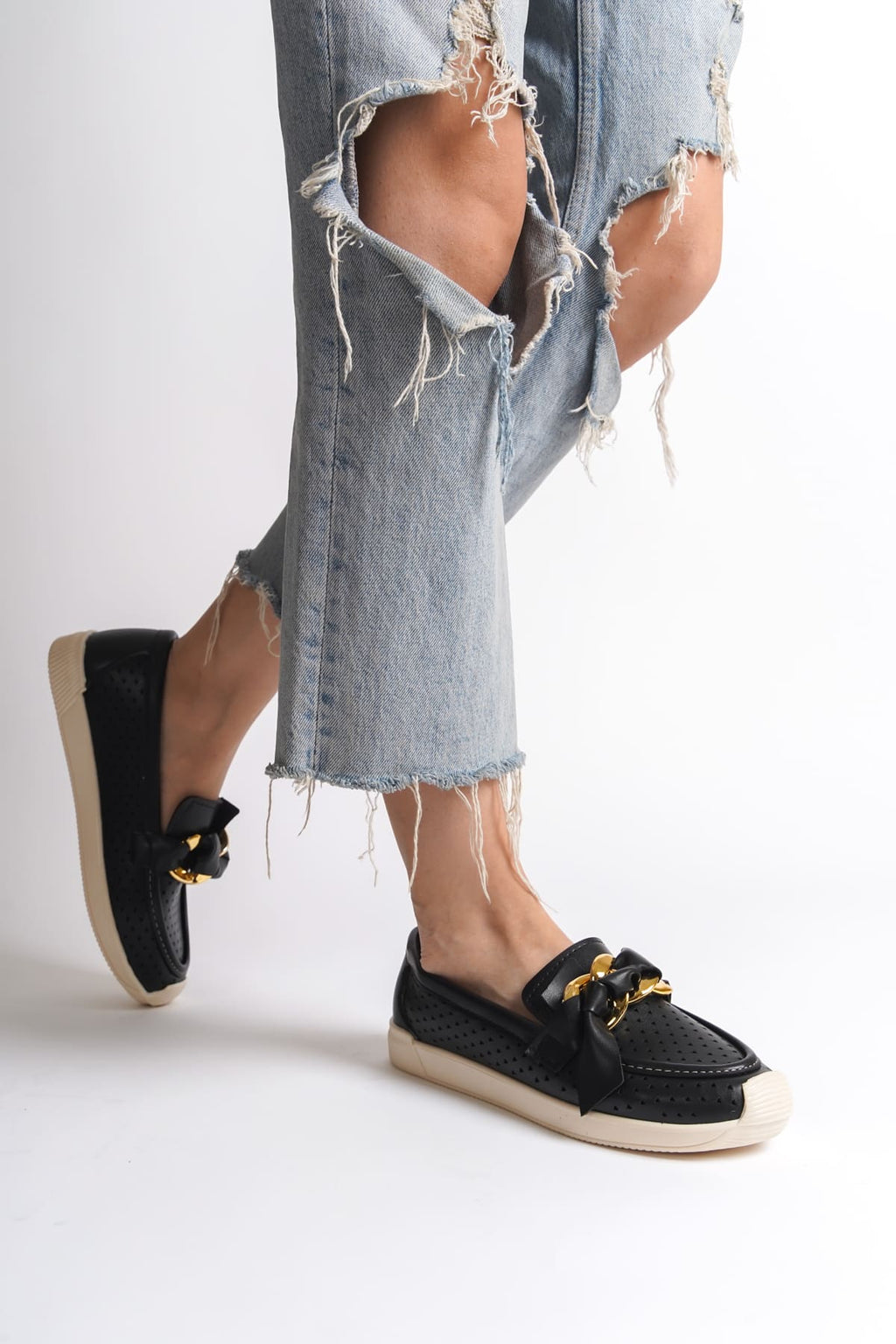 LYDIA Laceless Orthopedic Comfortable Heart Patterned Women's Ballerinas - Black Heart Patterned