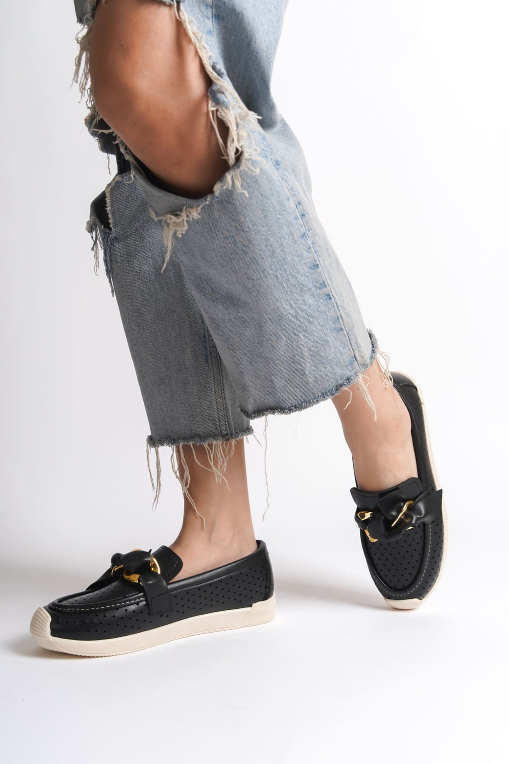 LYDIA Laceless Orthopedic Comfortable Heart Patterned Women's Ballerinas - Black Heart Patterned