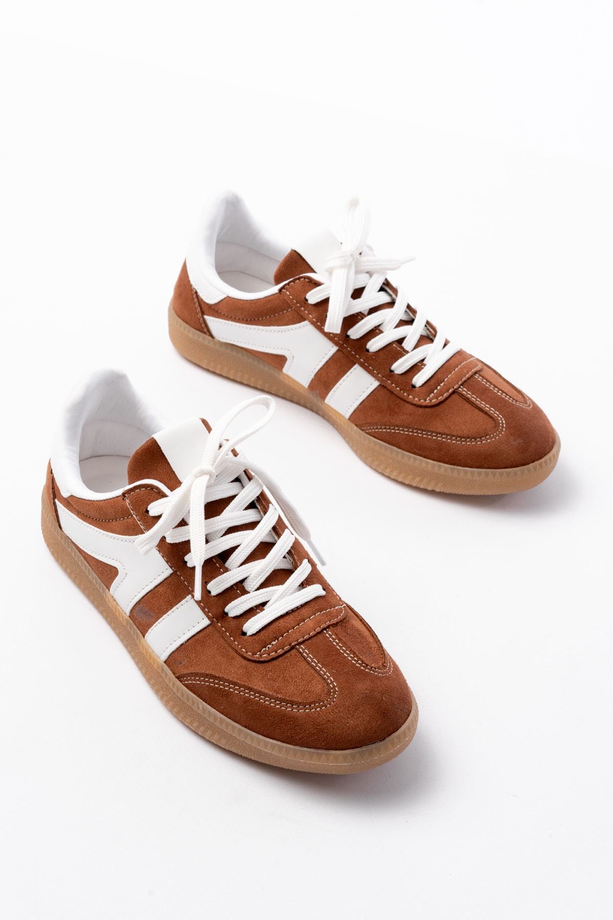 ZRİN-1004 Premium Taba Süet Bağcıklı Günlük Kadın Sneaker