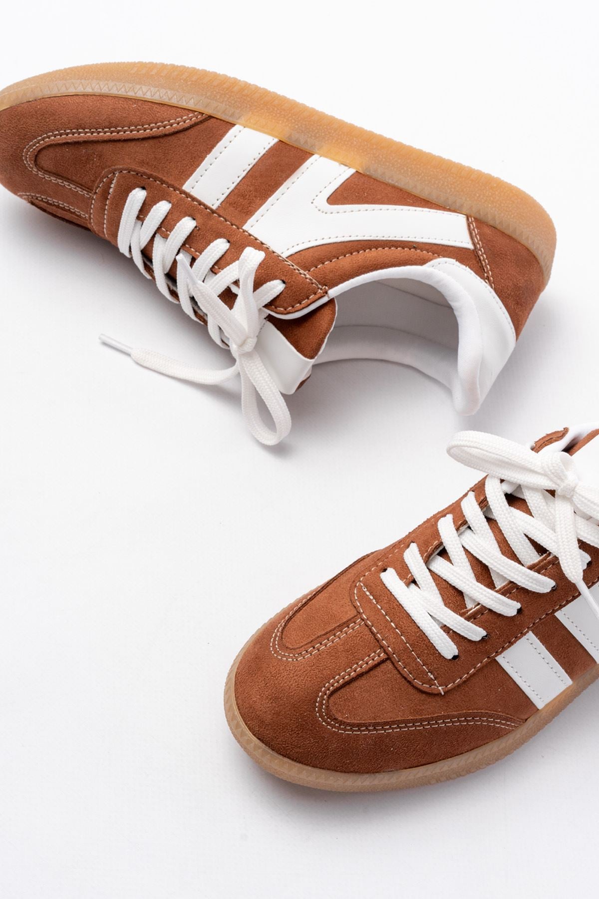 ZRİN-1004 Premium Taba Süet Bağcıklı Günlük Kadın Sneaker