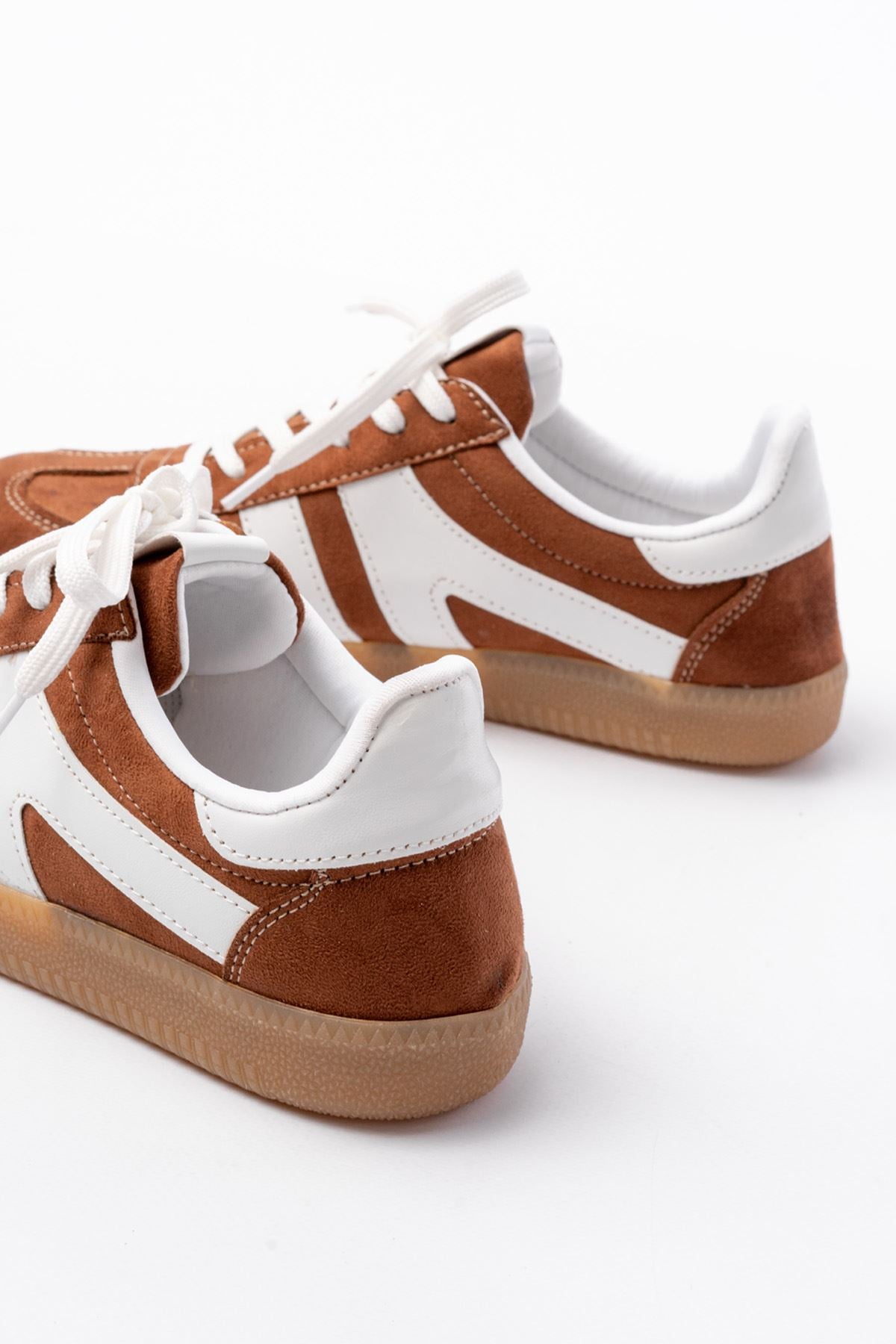 ZRİN-1004 Premium Taba Süet Bağcıklı Günlük Kadın Sneaker