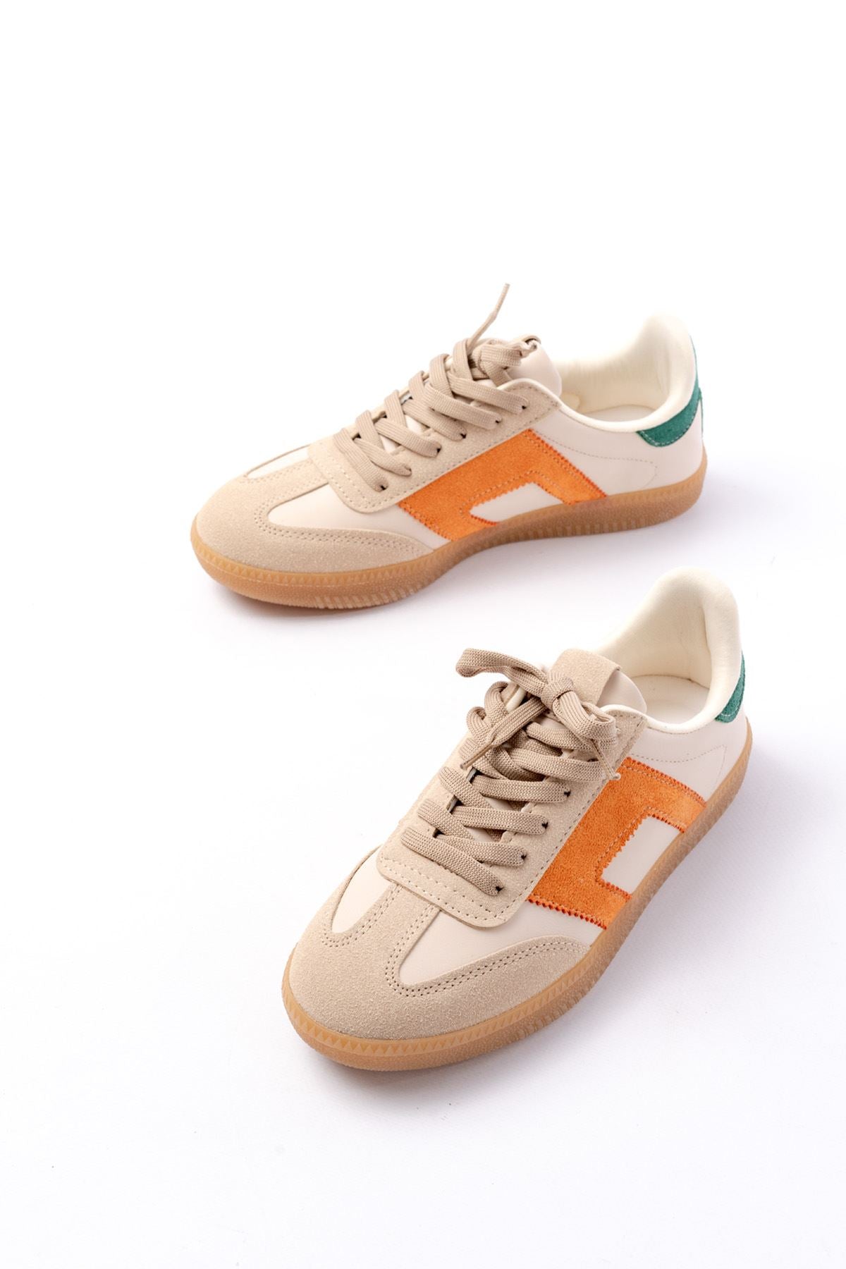 ZRİN-5007 Premium Bej Garni Bağcıklı Kadın Sneaker
