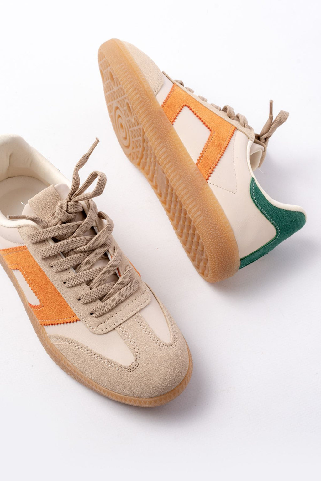 ZRİN-5007 Premium Bej Garni Bağcıklı Kadın Sneaker