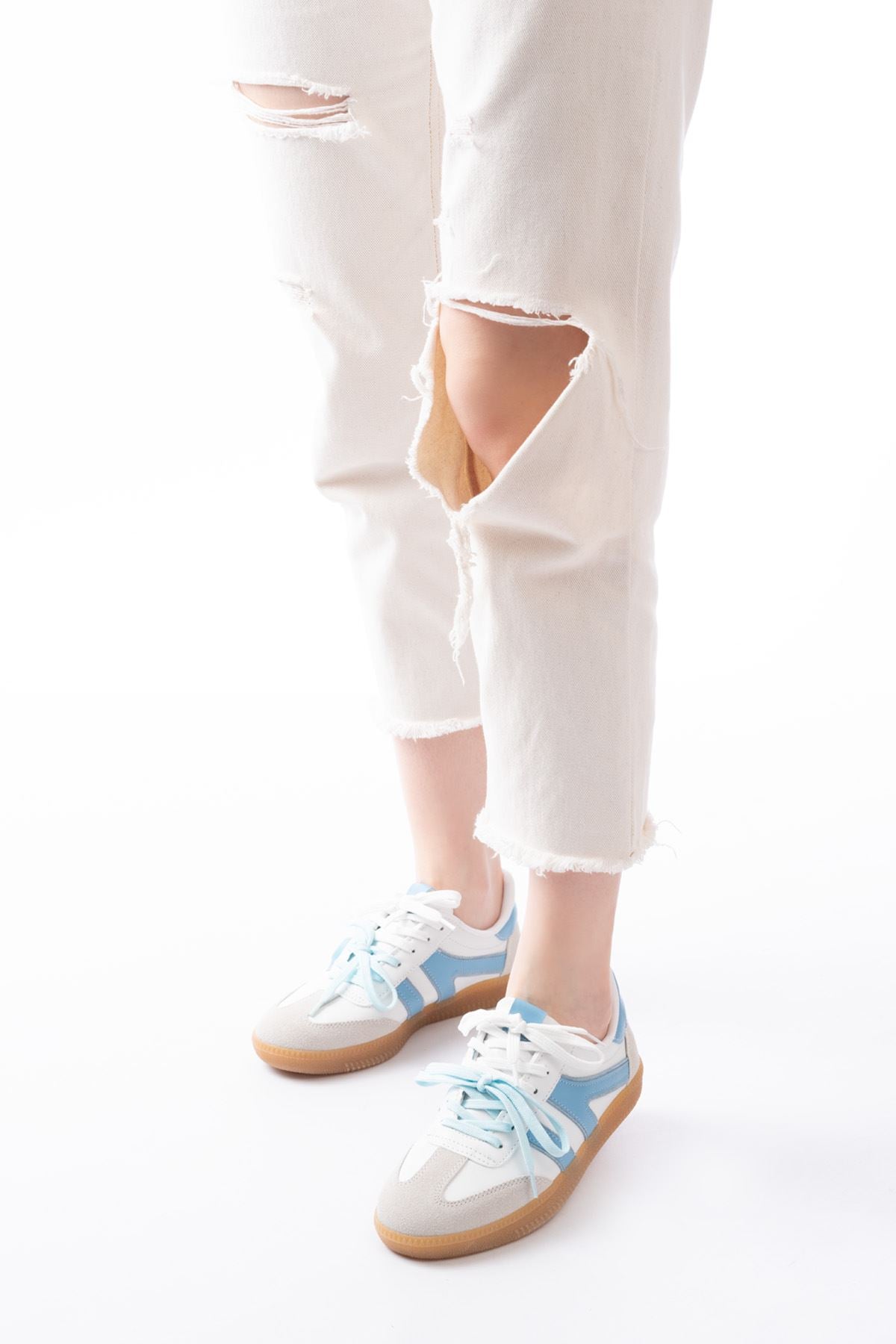 ZRİN-6005 Premium Mavi Bağcıklı Termo Taban Günlük Kadın Sneaker