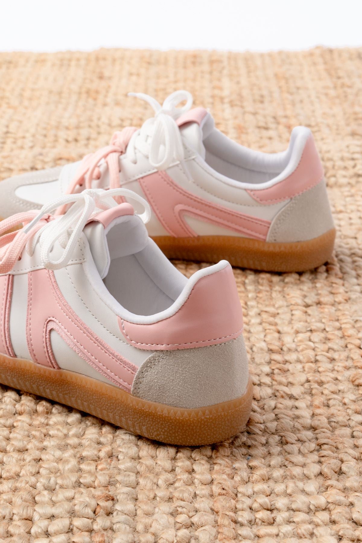 ZRİN-6005 Premium Pudra Bağcıklı Termo Taban Günlük Kadın Sneaker