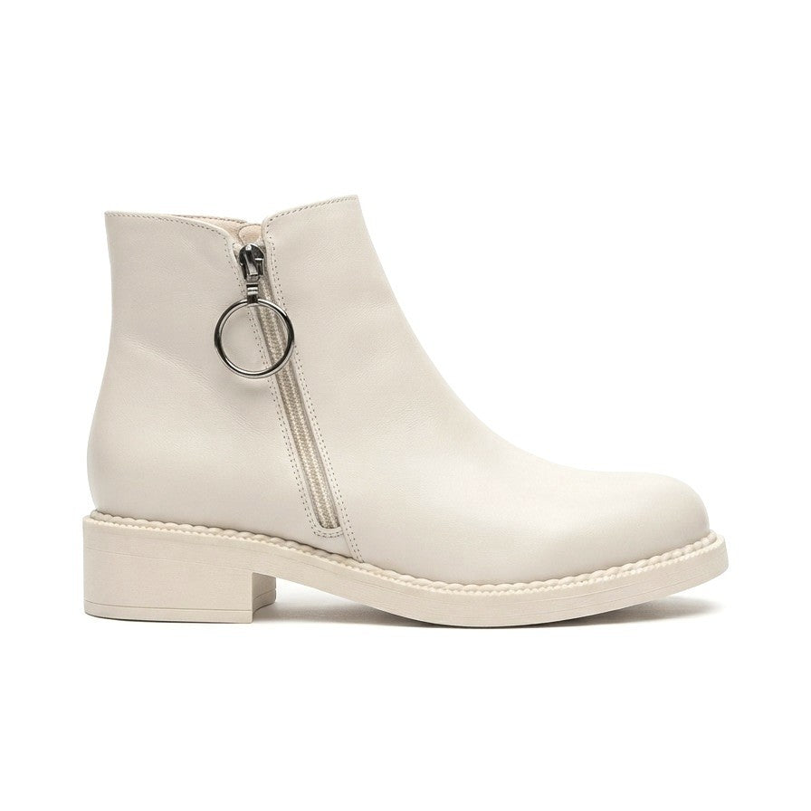 MARGARET Zippered Orthopedic Sole Heeled Women's Boots - Cream 
