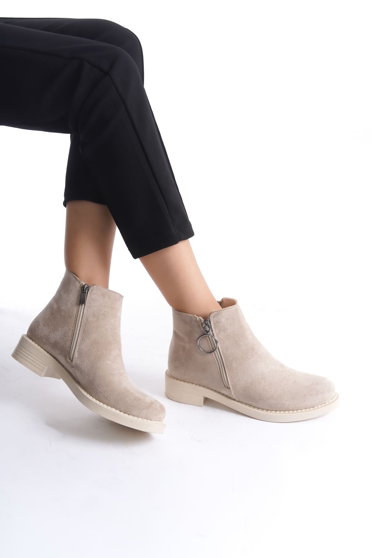 MARGARET Zippered Orthopedic Sole Heeled Suede Women's Boots - Ten 