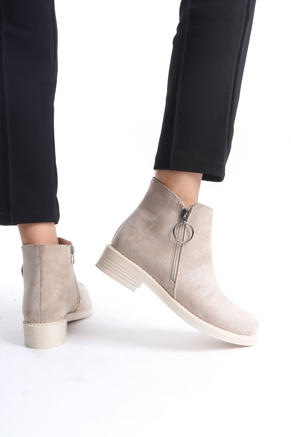 MARGARET Zippered Orthopedic Sole Heeled Suede Women's Boots - Ten 