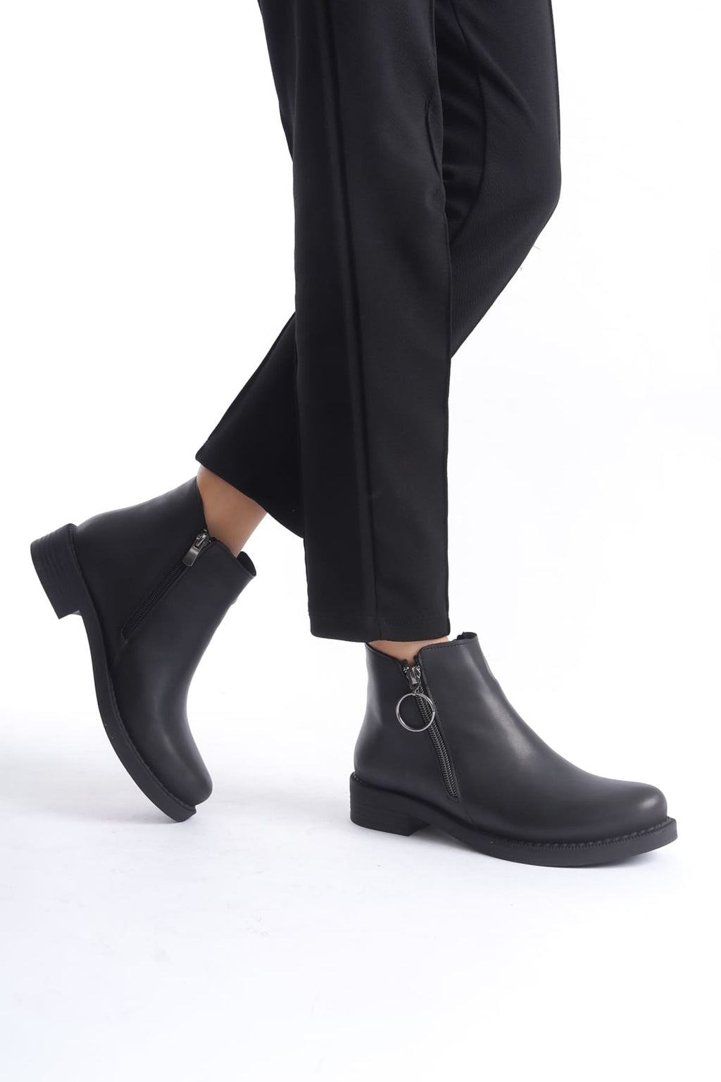 MARGARET Zippered Orthopedic Sole Heeled Women's Boots - Black 