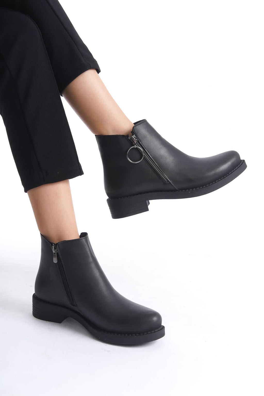 MARGARET Zippered Orthopedic Sole Heeled Women's Boots - Black 