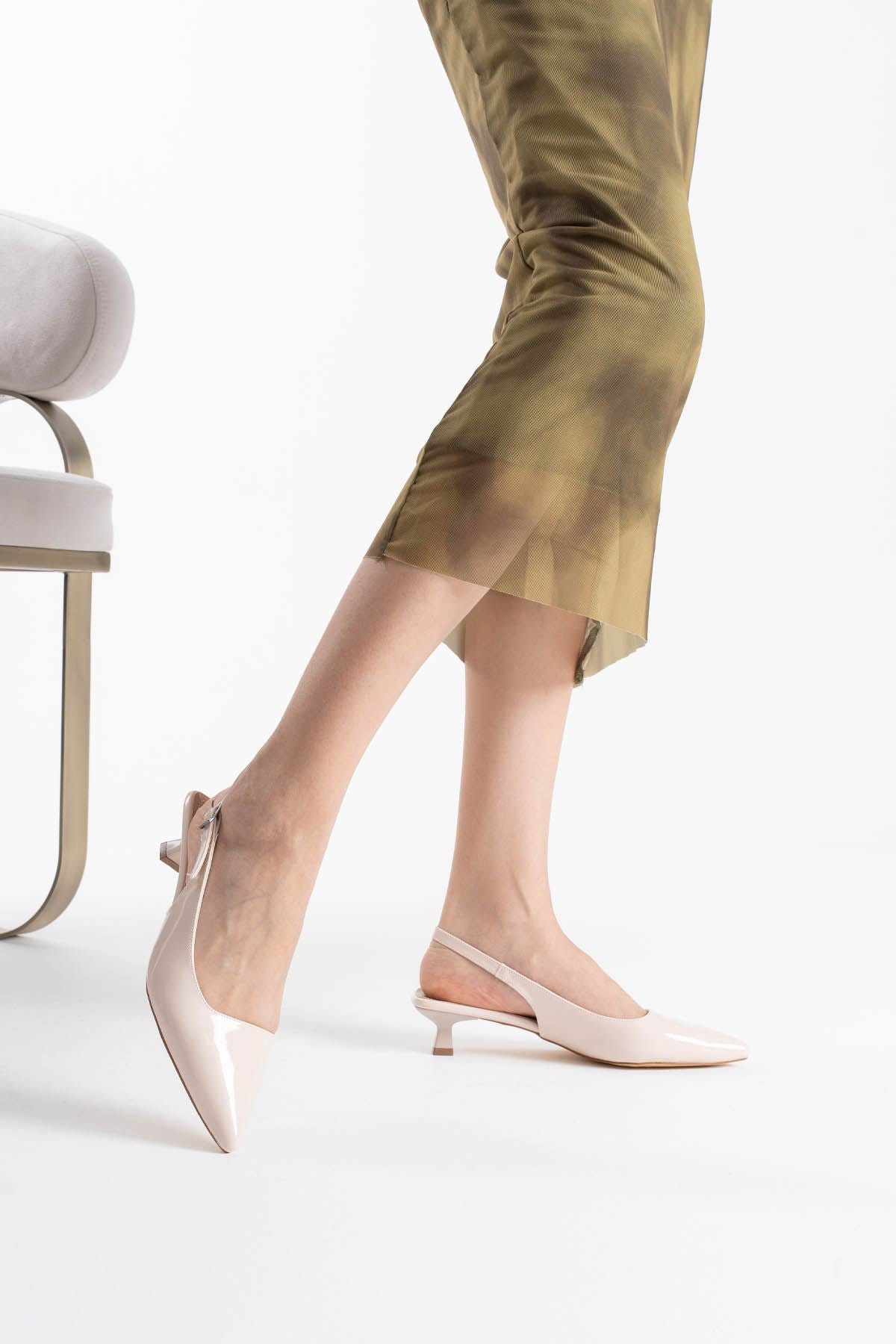 Maried Premium Beige Patent Leather High Heels