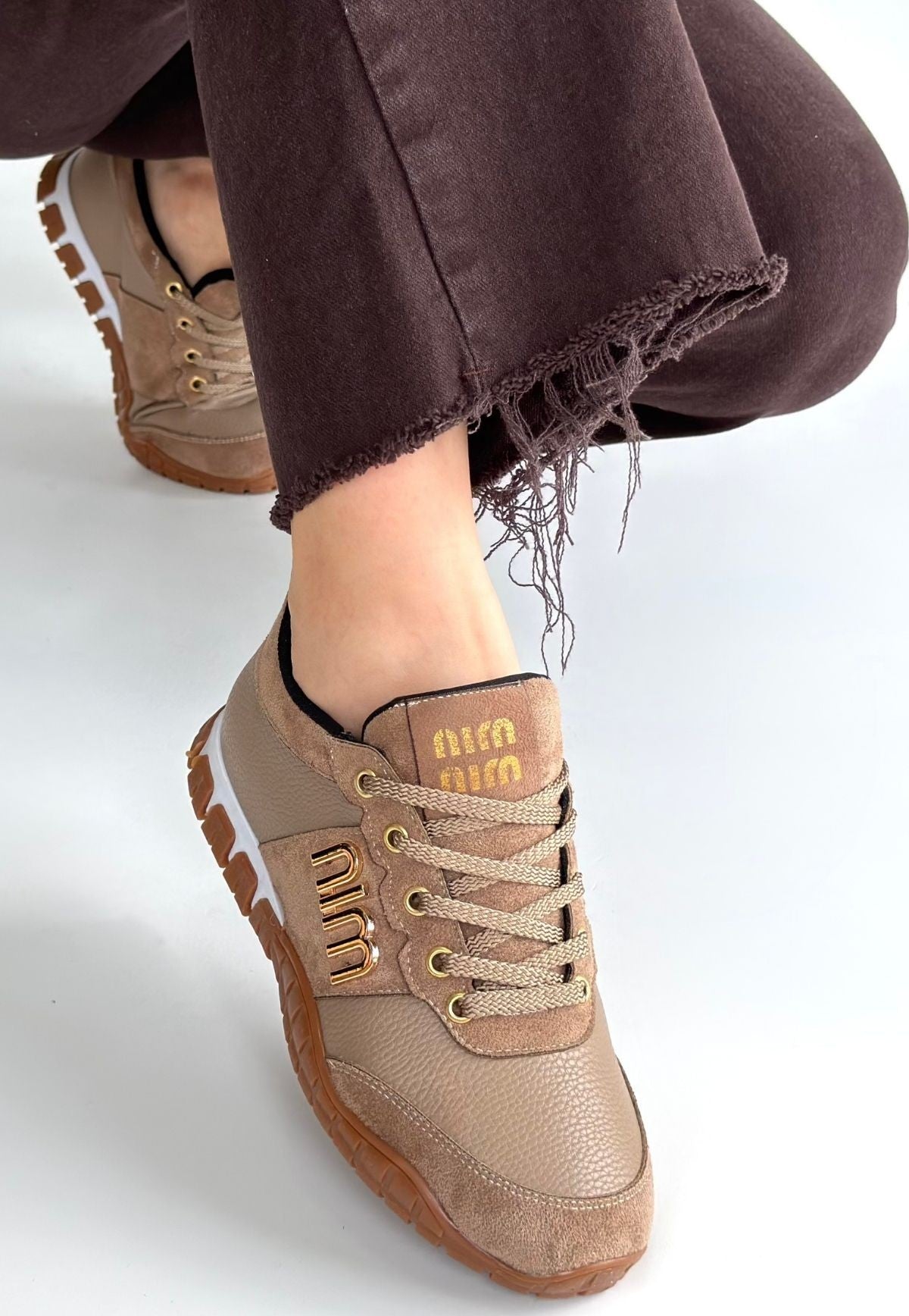 ZRNE-006 Premium Vizon Bağcıklı Kadın Sneaker