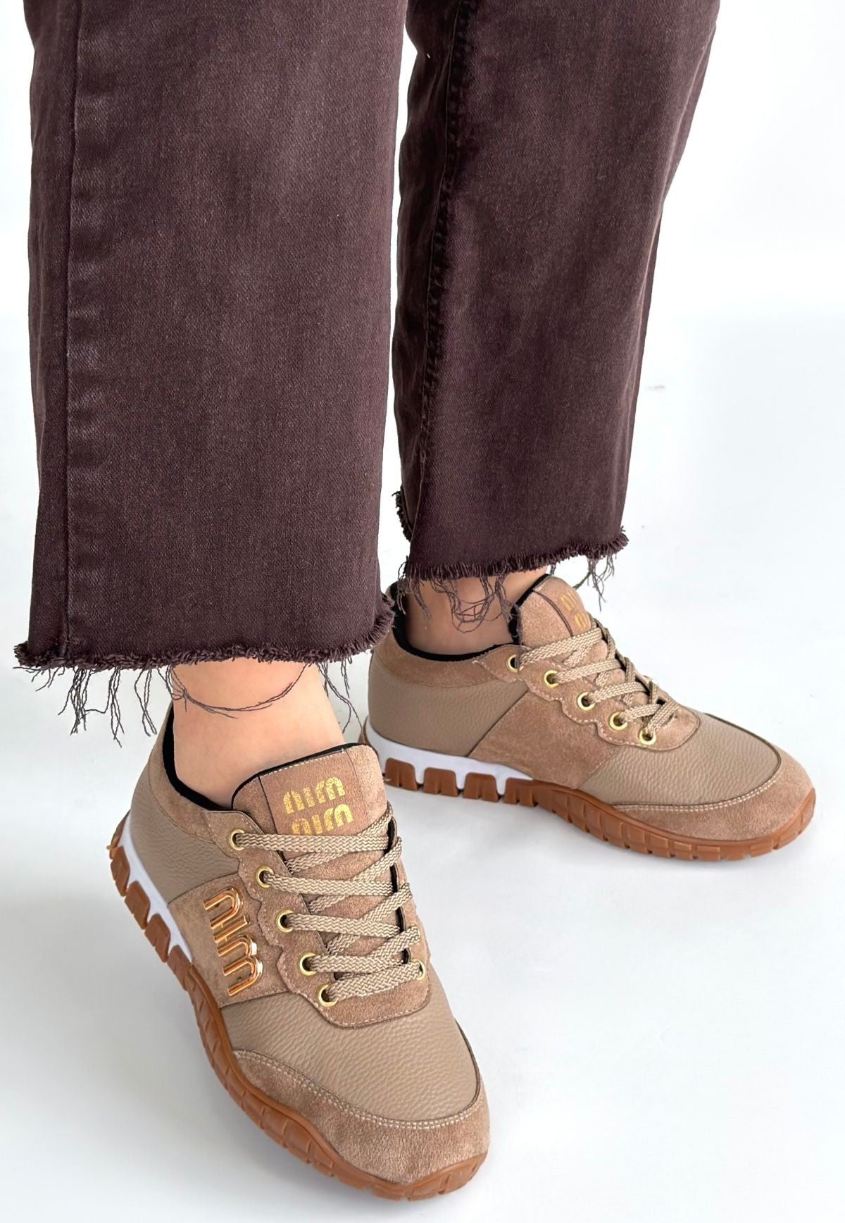 ZRNE-006 Premium Vizon Bağcıklı Kadın Sneaker