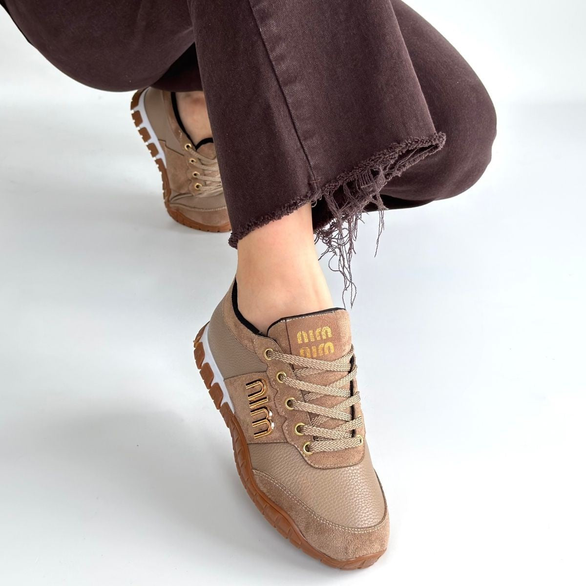 ZRNE-006 Premium Vizon Bağcıklı Kadın Sneaker