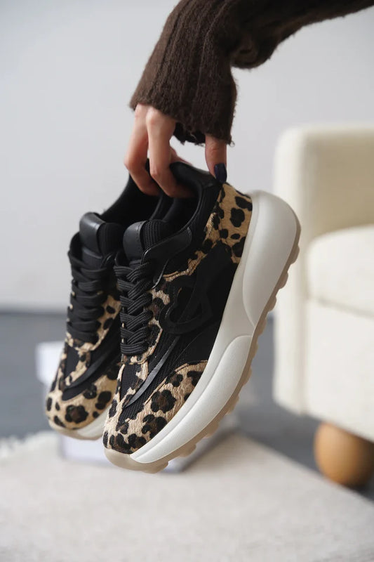 Mark Premium Leopar Süet Bağcıklı Spor Ayakkabı