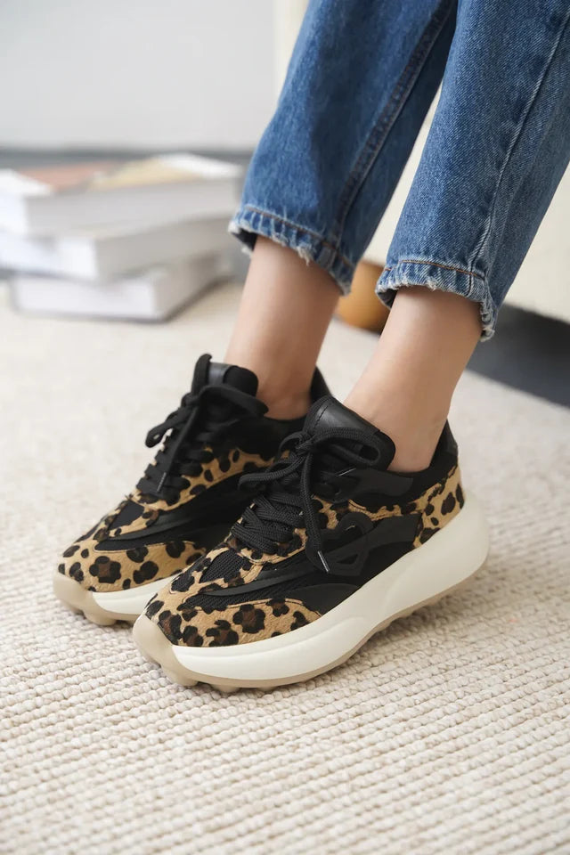 Mark Premium Leopard Suede Lace-Up Sneakers 