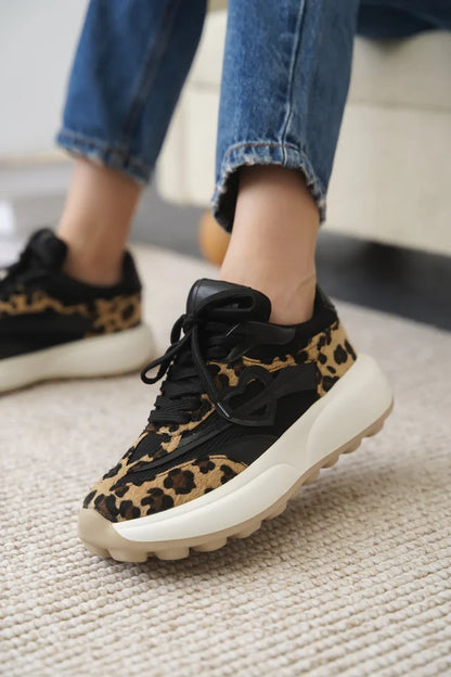 Mark Premium Leopar Süet Bağcıklı Spor Ayakkabı