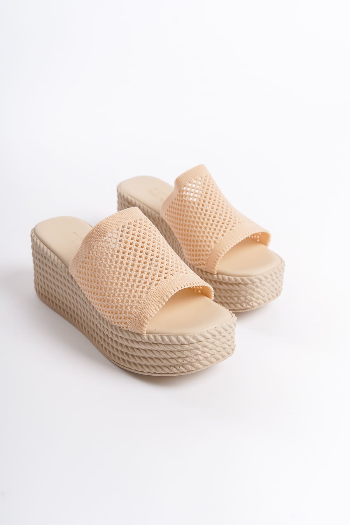 MOSINA Wedge Heeled Orthopedic Sole Straw Knitted Ten Women's Slippers