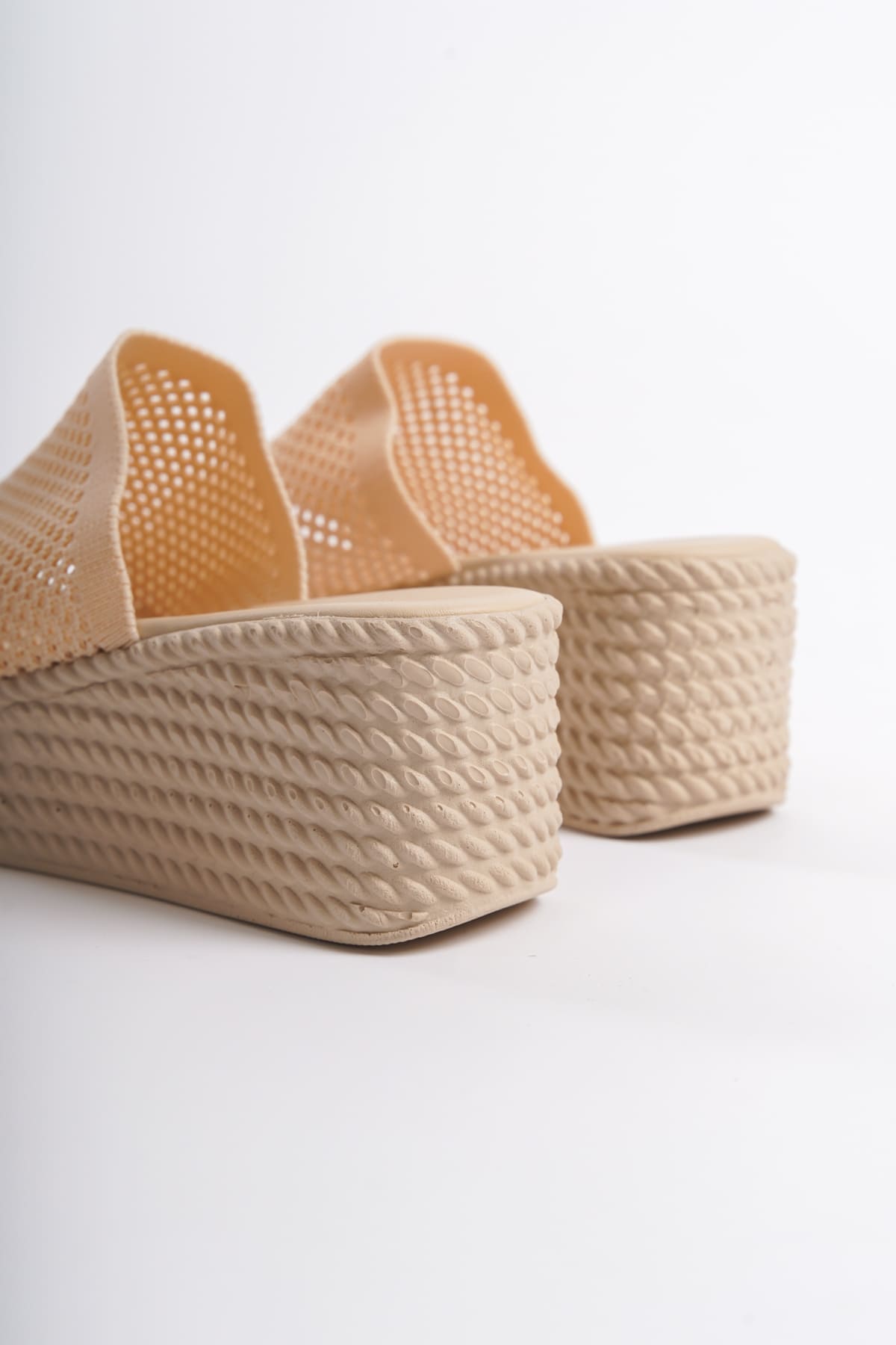 MOSINA Wedge Heeled Orthopedic Sole Straw Knitted Ten Women's Slippers