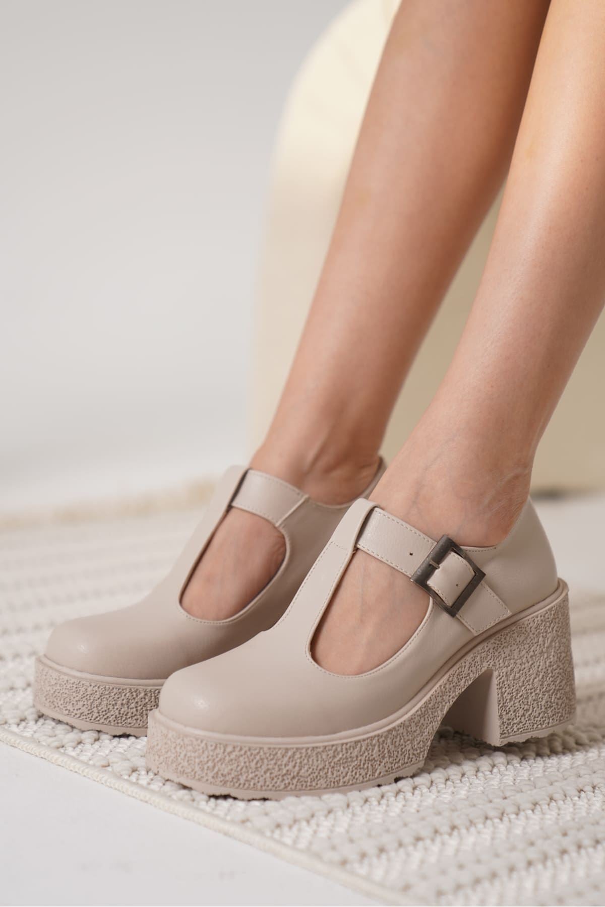 Mathilda Premium Beige Casual Wedge Heel Shoes