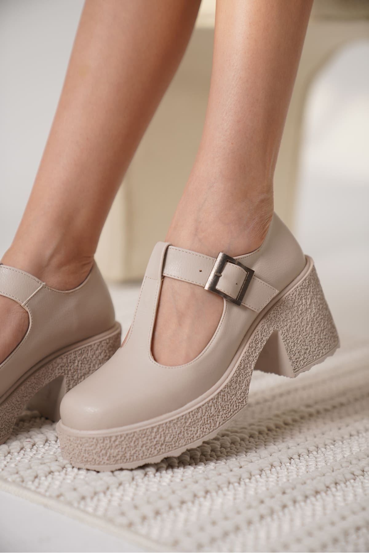 Mathilda Premium Beige Casual Wedge Heel Shoes