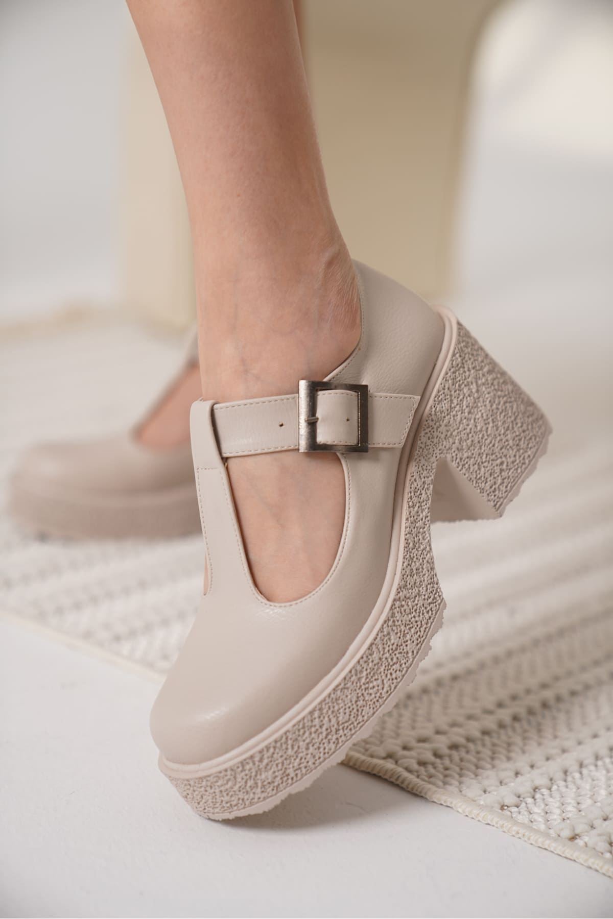 Mathilda Premium Beige Casual Wedge Heel Shoes
