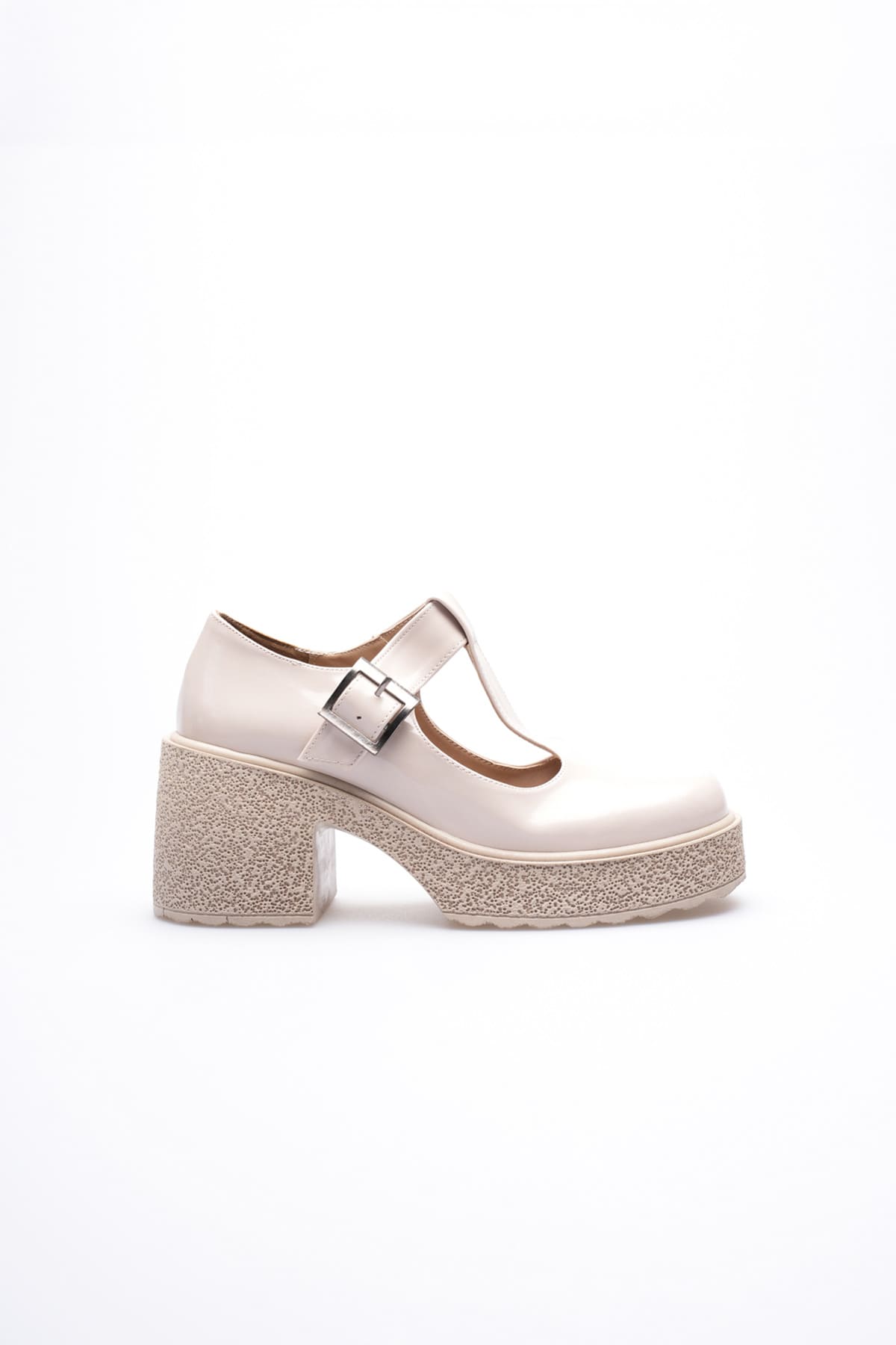 Mathilda Premium Bej Rugan Günlük Dolgu Topuklu Ayakkabı