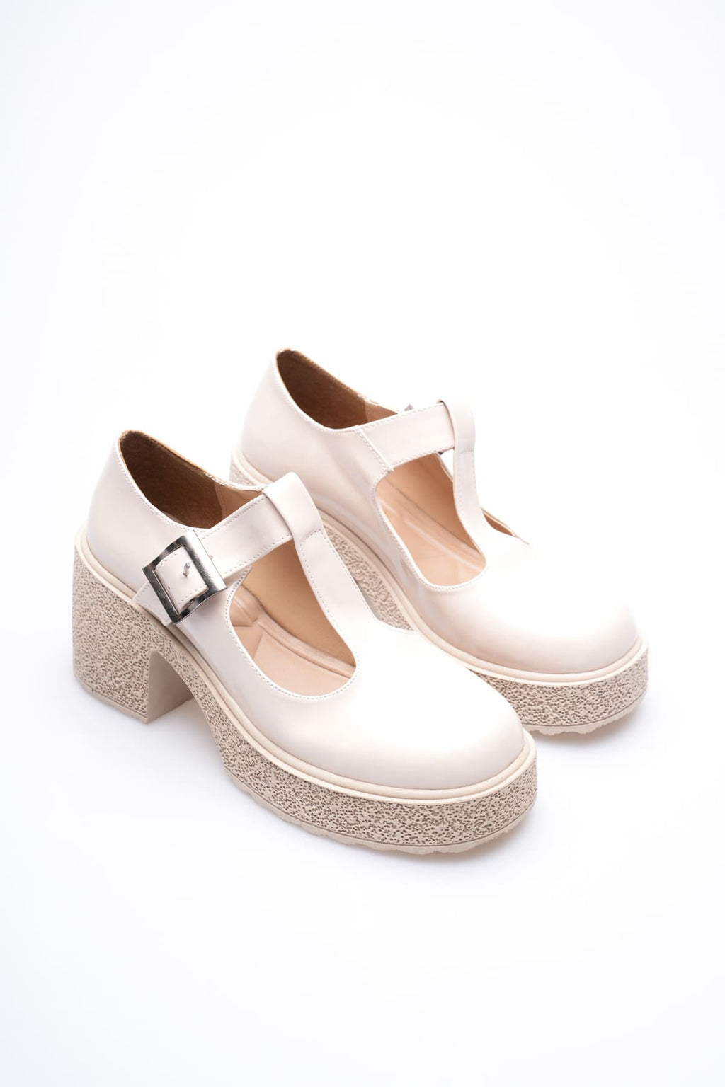 Mathilda Premium Bej Rugan Günlük Dolgu Topuklu Ayakkabı