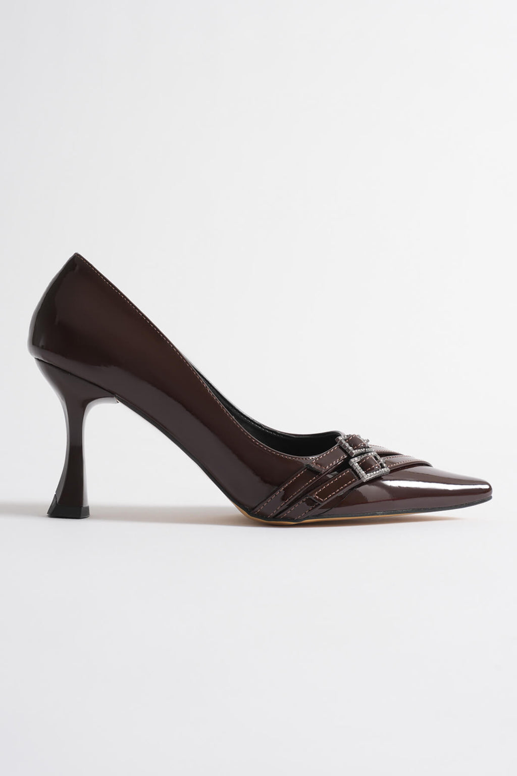 Aspen Premium Acı Kahve Rugan Stiletto 7cm