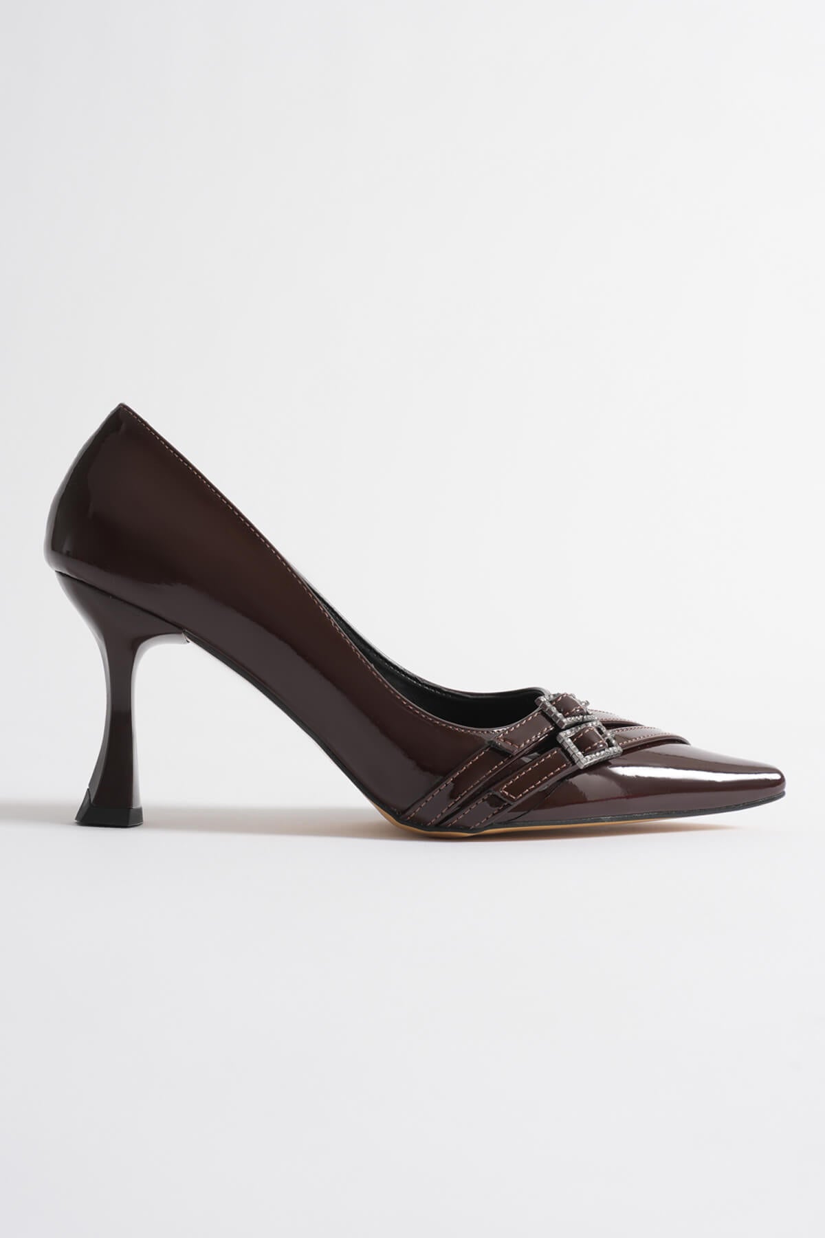 Aspen Premium Acı Kahve Rugan Stiletto 7cm