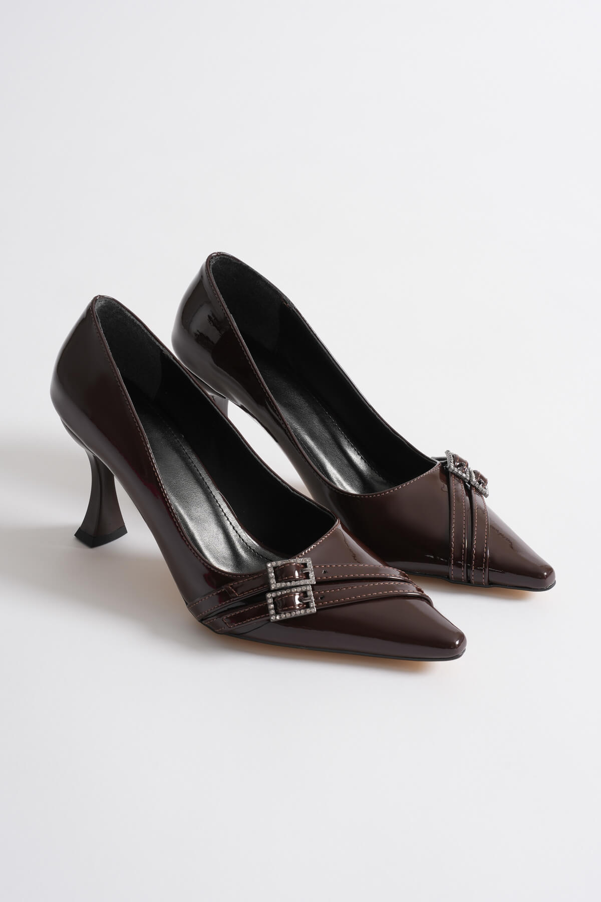 Aspen Premium Acı Kahve Rugan Stiletto 7cm