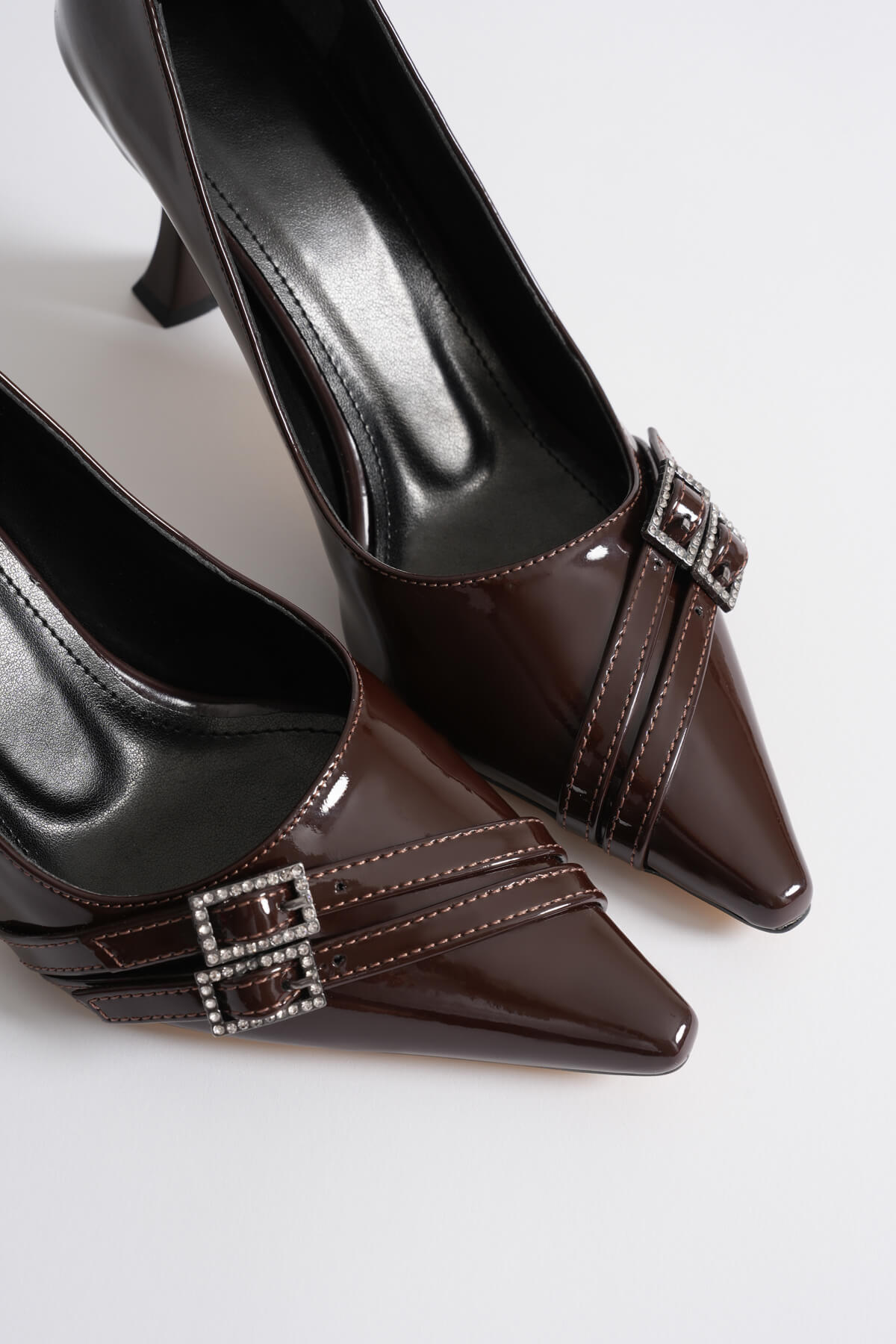 Aspen Premium Acı Kahve Rugan Stiletto 7cm