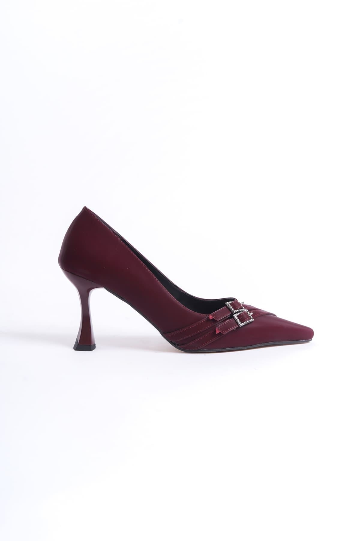 Maya Premium Women's Burgundy Satin Heeled Shoes