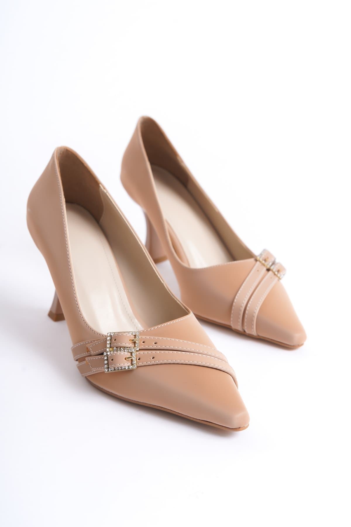 Maya Premium Women's Nude Satin Heeled Shoes