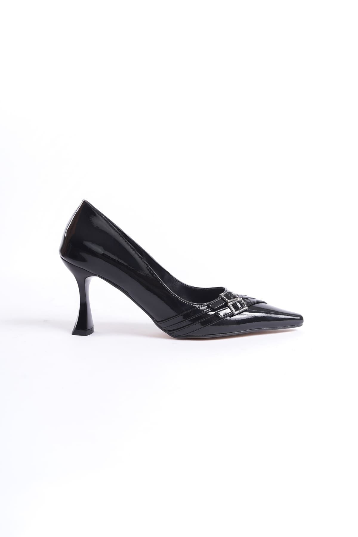 Aspen Premium Siyah Rugan Stiletto 7cm