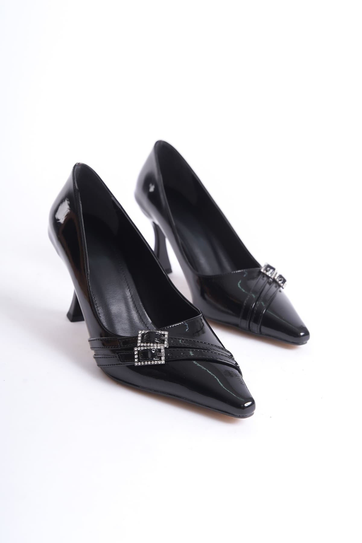Aspen Premium Siyah Rugan Stiletto 7cm