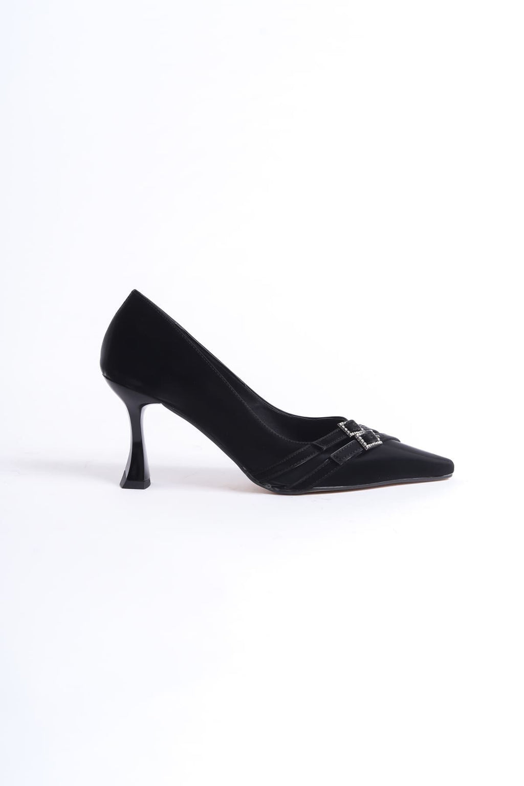 Aspen Premium Siyah Saten Rugan Stiletto 7cm